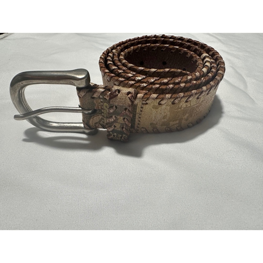 Fossil Rodeo Queen Brown Leather Whipstitch Western Belt BT2832998 Large